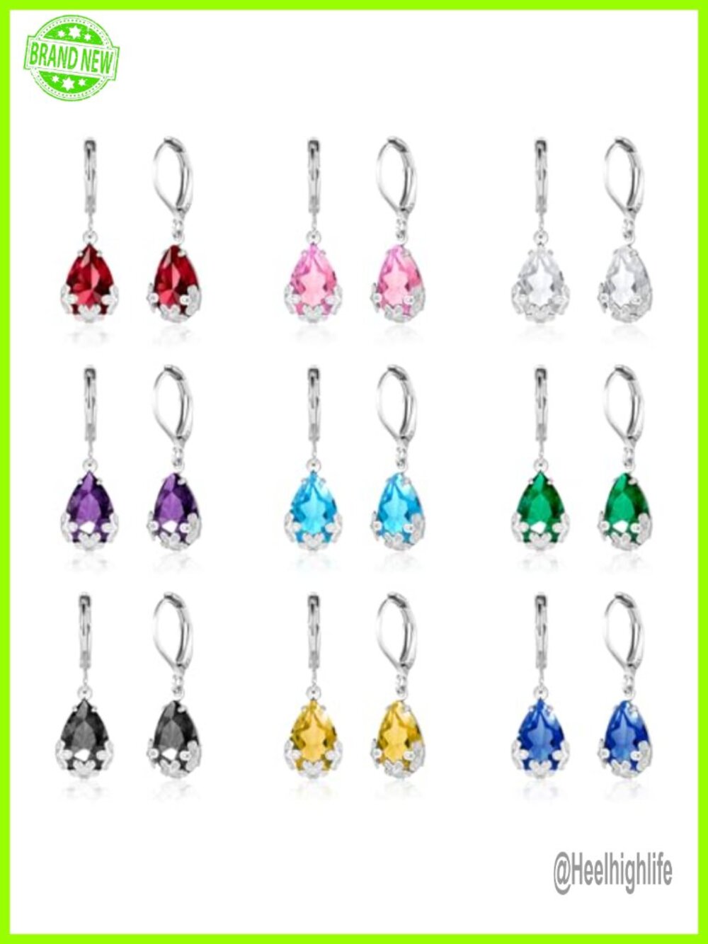 925 Silver 14K Gold Plated Crystal Drop Dangle Earrings Hypoallergenic